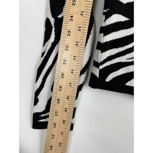 Vintage 90s Cache Sweater Zip Up Cardigan Zebra Safari Print Women's Medium - Picture 5 of 9